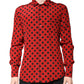 Red Polka Dot Silk Long Sleeve Shirt