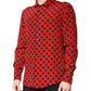 Red Polka Dot Silk Long Sleeve Shirt