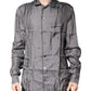 Gray Polka Dot Silk Long Sleeve Shirt