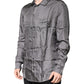 Gray Polka Dot Silk Long Sleeve Shirt