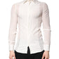 White Silk GOLD Dress Formal Collared Shirt