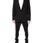 Black Cotton Single Breasted 2 Piece Suit
