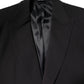Black Cotton Single Breasted 2 Piece Suit