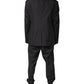 Black Cotton Single Breasted 2 Piece Suit