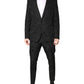 Black Polyester Floral Jacquard 2 Piece Suit