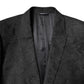 Black Polyester Floral Jacquard 2 Piece Suit