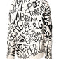 White Black Logo Print Women Pullover Sweater