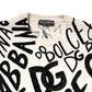 White Black Logo Print Women Pullover Sweater
