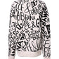 White Black Logo Print Women Pullover Sweater