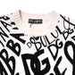 White Black Logo Print Women Pullover Sweater