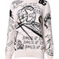 White Black Logo Print Women Pullover Sweater