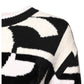 White Black Logo Print Women Pullover Sweater