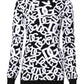 Black White Logo Print Women Pullover Sweater