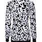 Black White Logo Print Women Pullover Sweater