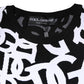 Black White Logo Print Women Pullover Sweater