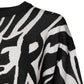 Black White Print Women Pullover Sweater