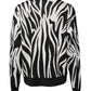 Black White Print Women Pullover Sweater