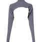 Gray Wool Knit Turtleneck Cropped Top Sweater