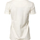 White Cotton Print Short Sleeves Top T-shirt