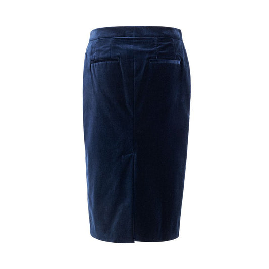 Blue Cotton Midi Skirt