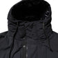 Black Nylon Full Zip Hooded Parka Jacket