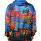 Multicolor Print Hooded Windbreaker Jacket