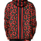 Black Cherry Print Hooded Windbreaker Jacket
