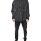 Black Heart Print Hooded Windbreaker Jacket