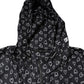 Black Heart Print Hooded Windbreaker Jacket