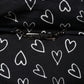 Black Heart Print Hooded Windbreaker Jacket
