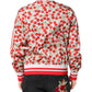 White Cherry Print Full Zip Bomber Jacket