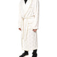 Ivory Silk Logo Men Wrap Robe Coat Jacket