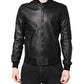 Black Lambskin Leather Full Zip Biker Jacket