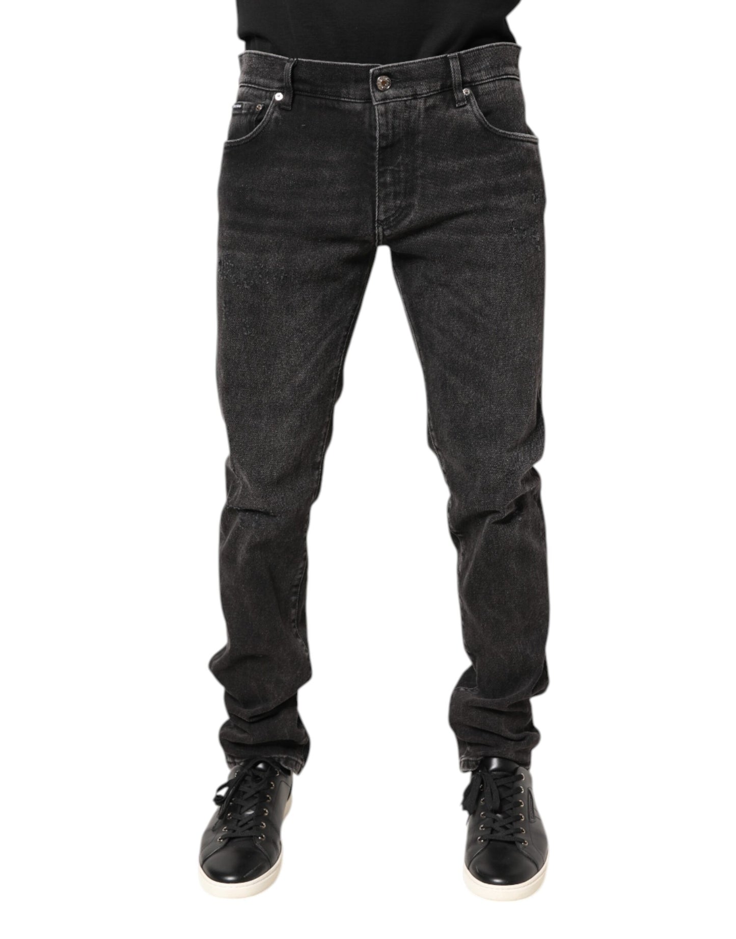 Gray Washed Cotton Skinny Denim Jeans