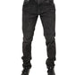 Gray Washed Cotton Skinny Denim Jeans