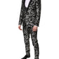 Black Gray MARTINI Jacquard Men 3 Piece Suit