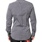 Black White Striped GOLD Formal Dress Shirt