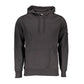 Black Cotton Men Sweater with Central Pocket and Hood