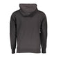 Black Cotton Men Sweater with Central Pocket and Hood