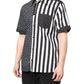 Black White Stripe Button Down Casual Shirt
