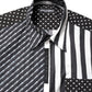 Black White Stripe Button Down Casual Shirt