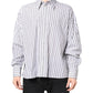 White Black Stripe Button Down Casual Shirt