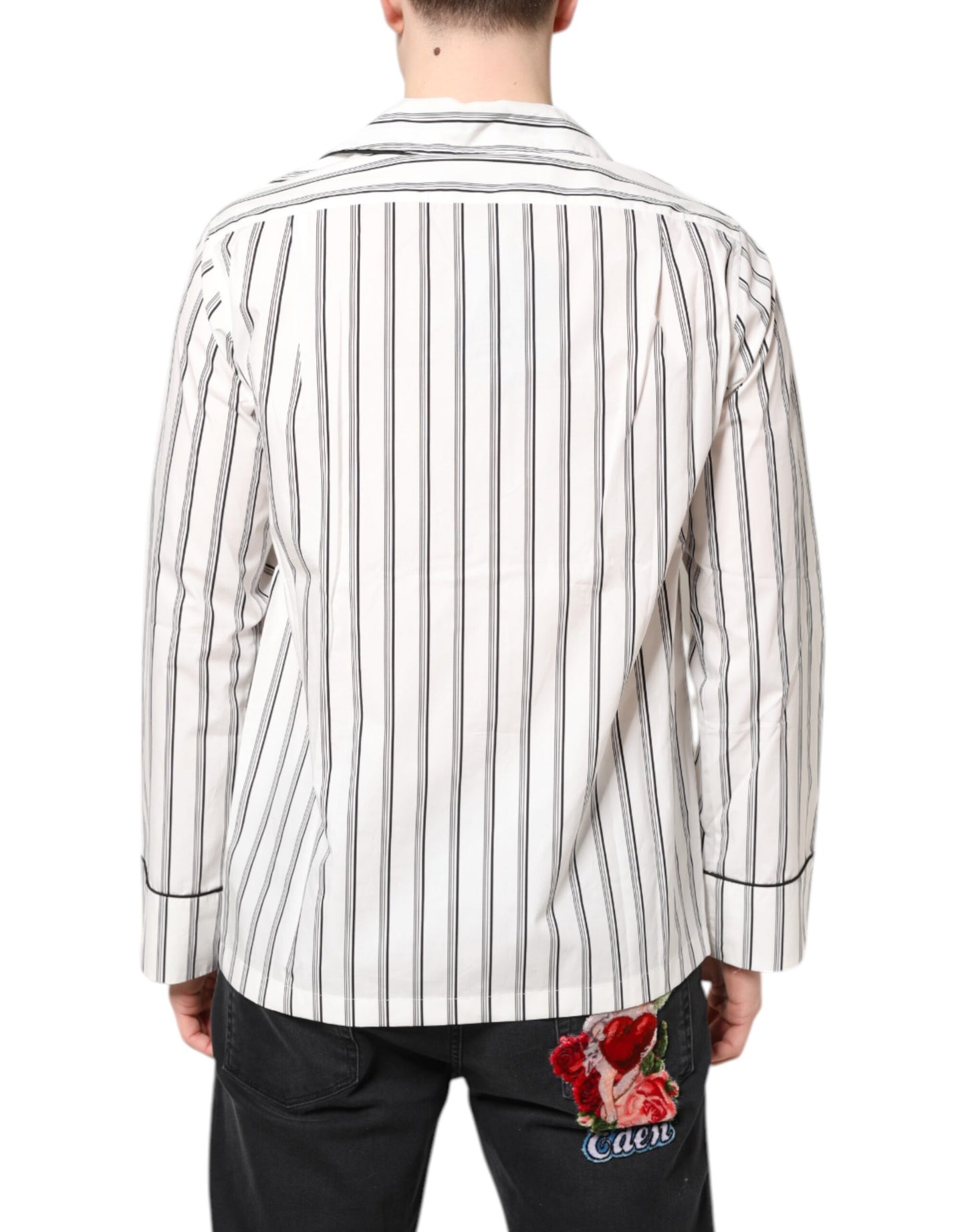 White Stripes Lounge Pajama Sleepwear Shirt