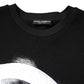 Black Cotton Logo Print Men Pullover Sweater