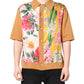 Brown Floral Collared Short Sleeve T-shirt