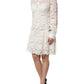 White Floral Lace Long Sleeves Shift Dress