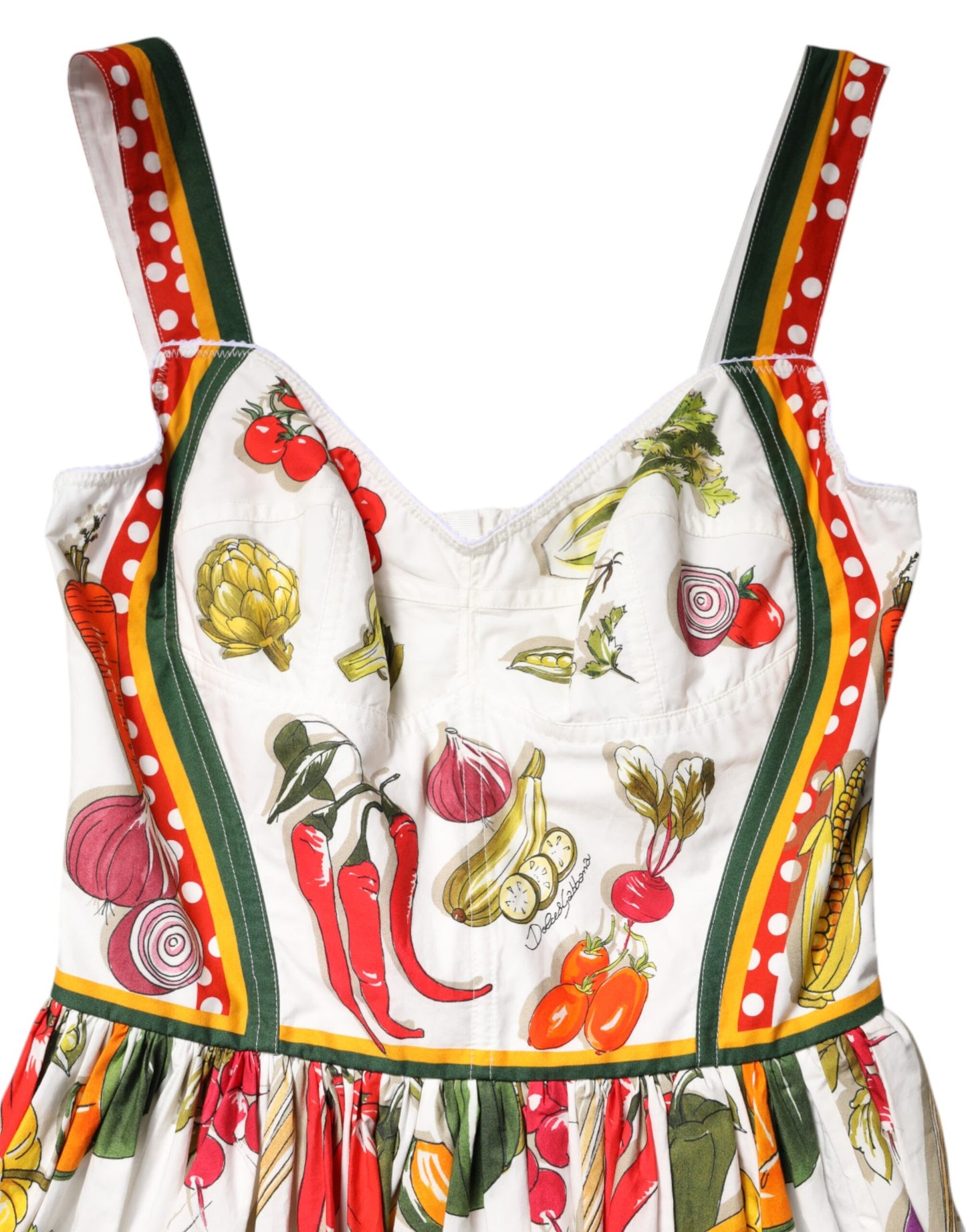 White Vegetables Sleeveless A-line Dress