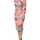 Pink Pastry Print Bodycon Sheath Midi Dress