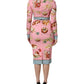 Pink Pastry Print Bodycon Sheath Midi Dress