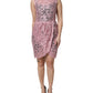 Pink Floral Lace Sleeveless Sheath Dress